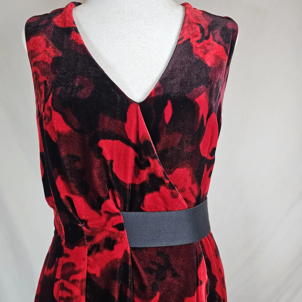 RACHEL Rachel Roy Red and Black Asymmetrical Fit and‎ Flare Dress